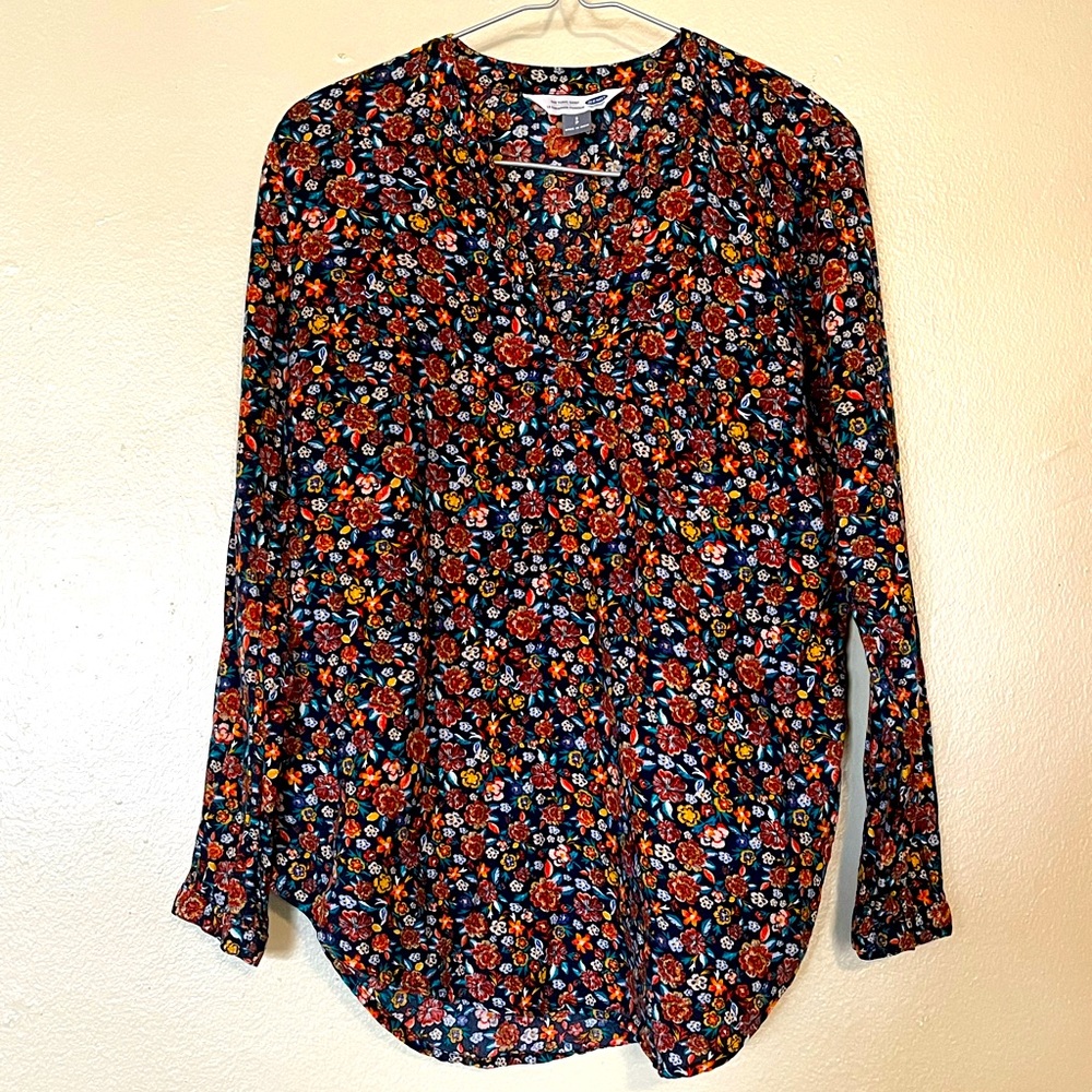 Old Navy Women’s Floral Tunic blouse Long Sleeve  Multi Floral Shine